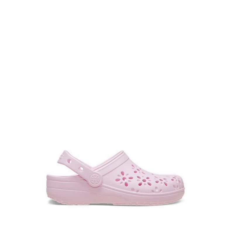 Classic Floral Cut Out Clog Kids - Pink Milk