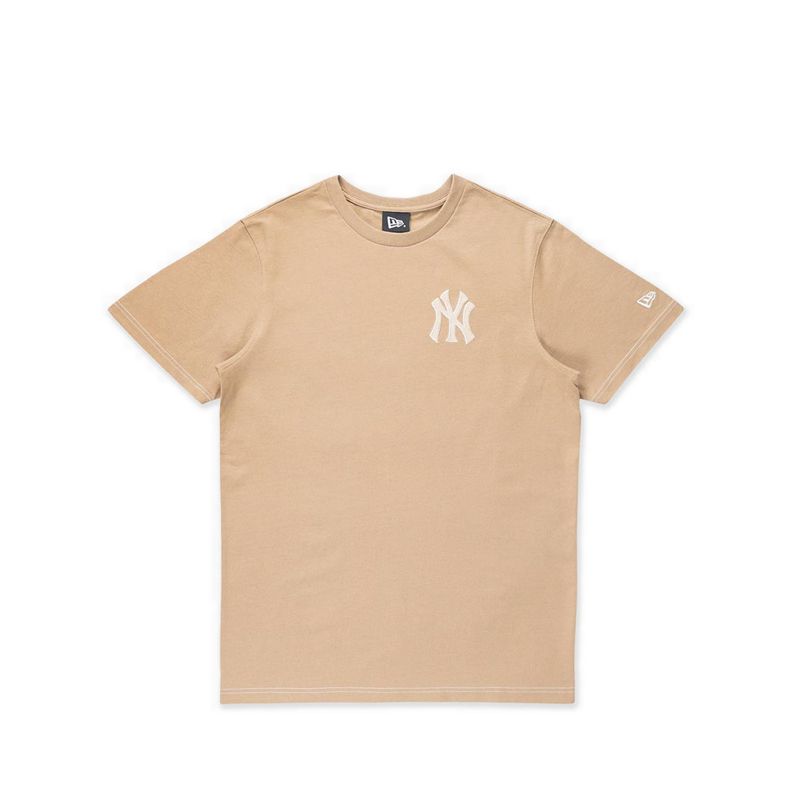 Ss Tee Mlb Contrast Stitching New York Yankees Men's T-Shirt - Khaki