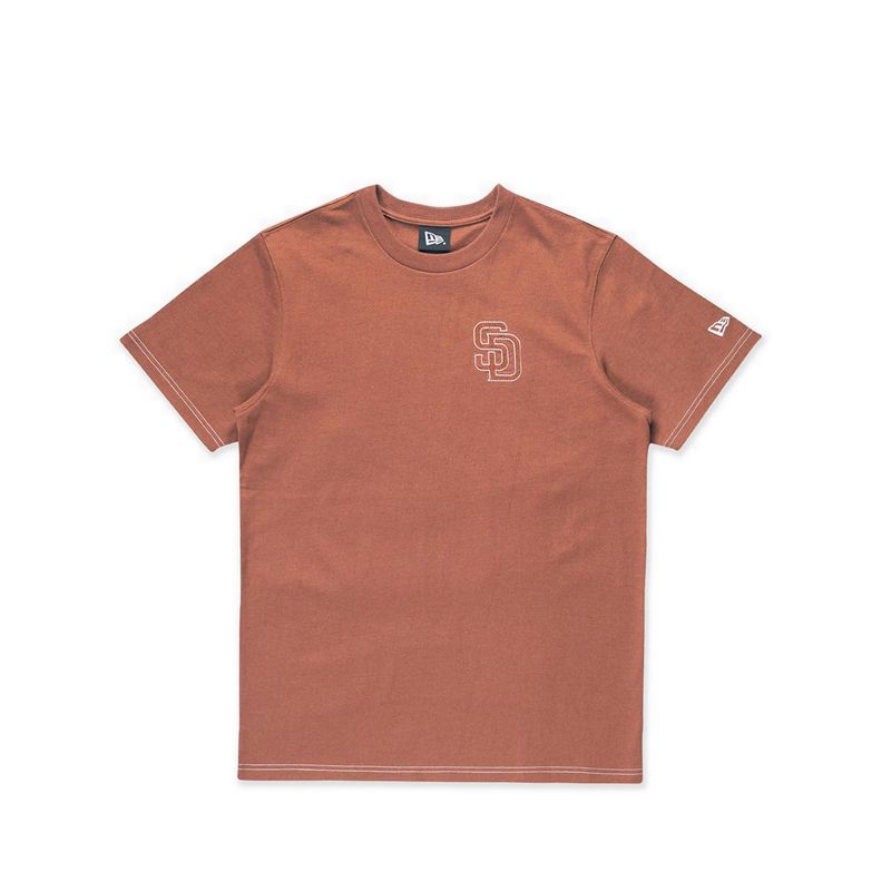 Ss Tee Mlb Contrast Stitchin San Diego Padres Men's T-Shirt - Deep Auburn